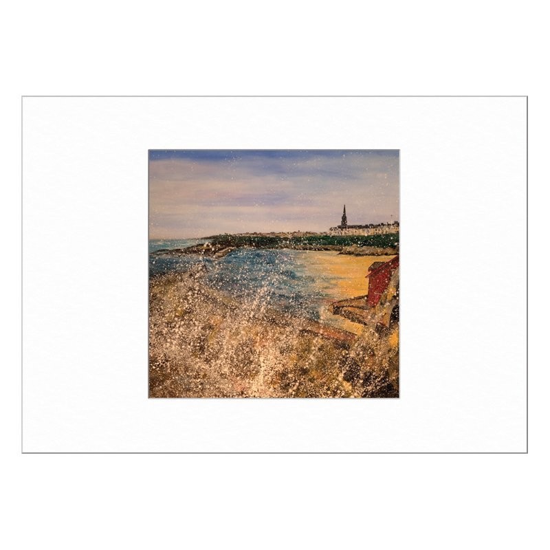 Cullercoats Harbour Limited Edition Print with Mount